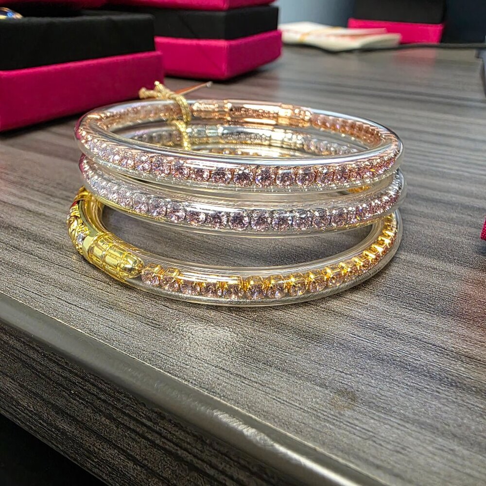 Three Queens All Weather Bangles- Petal Pink - Picture 2 of 3